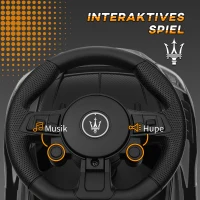 AIYAPLAY Rutschauto, Maserati, Stauraum, Hupe & Musik, Flüsterreifen, für 1,5 bis 5 Jahre, bis 25 kg, Schwarz(m-5)