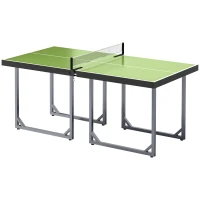 HOMCOM 6ft Table Tennis Table, Ping Pong Table with Net, Foldable and Portable Ping Pong Set for Indoor Outdoor Use, Easy Assemble, Midsize, Green(m-11)