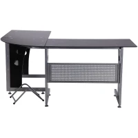 HOMCOM Computertisch Eckschreibtisch Schreibtisch Bürotisch PC Tisch mit schwarzem Sicherheitsglas L-förmig 164x139x75 cm(m-7)