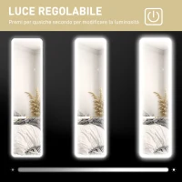 HOMCOM Specchio da Parete Touch con Illuminazione LED Regolabile, in Vetro Temperato e Metallo, 40x3x120 cm, Nero(m-5)