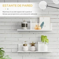 HOMCOM Mueble de Salón para TV con Mesa para Televisor 180x33,5x42 cm y 2 Estantes de Pared 65x20x20 cm Blanco(m-6)