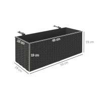 Outsunny Set of Two Rattan-Effect Planters - Black(m-3)