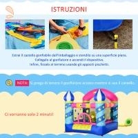 Outsunny Castello Gonfiabile Gigante Colorato e con Gonfiatore, Gioco Gonfiabile per Bambini 3-8 Anni, 195x195x215cm(m-4)