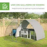 PawHut Gallinero para Exterior 304x375x220 cm Cubierta de Tela Oxford Resistente a los Rayos UV e Impermeable para Patio Plata(m-5)