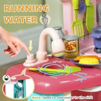 AIYAPLAY 45-Piece Kids Kitchen, Toy Kitchen, with Rotating Side Tables, Lights, Sound Spray(m-5)