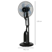HOMCOM Ventilateur brumisateur silencieux 90 W sur roulettes avec 3 vitesses, oscillation à 70°, tête inclinable, gris et noir(m-3)