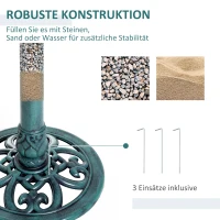 Outsunny Vogeltränke Vogelbad Vintage Design, Shabby Chic, 50 cm × 50 cm × 69, 5cm, Grün(m-6)