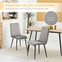 HOMCOM Set 2 Sedie da Cucina Imbottite e Salvaspazio con Gambe in Acciaio, 43x58x90 cm, Grigio e Nero(m-4)