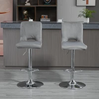 HOMCOM Conjunto de 2 Taburetes de Bar Sillas Altas Modernas con Altura Regulable y Asiento Giratoria 41x51x97-117 cm Gris(m-7)
