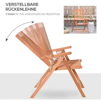 Outsunny Klappsessel Klappstuhl Gartensessel Gartenmöbel 5-fach verstellbar Akazienholz geölt 63 x 74 x 106cm(m-5)