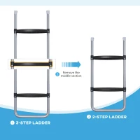 SPORTNOW Galvanised Steel Trampoline Ladder, 2 Steps/3 Steps Outdoor Trampoline Accessories for 6ft, 8ft, 10ft, 12ft, 13ft, 14ft, 16ft Trampoline, 97L x 32Wcm, Silver Tone(m-4)
