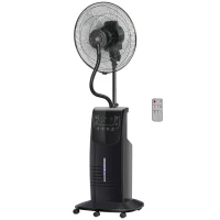 HOMCOM Ventilateur brumisateur silencieux 90 W sur roulettes 3 modes 3 vitesses, télécommande, minuterie, oscillation, noir(m-10)