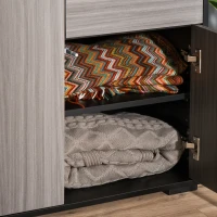 HOMCOM High Gloss Side Cabinet, Push-Open Design with 2 Drawers and 2 Cabinets for Living Room, 74H x 117W x 36Dcm, Light Grey and Black(m-8)