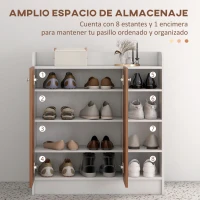 HOMCOM Armario Zapatero Moderno con 2 Puertas Estantes Ajustables para 12 Pares de Zapatos para Pasillo 83x30x90 cm Natural(m-4)