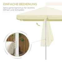 Outsunny Gartenschirm, Sonnenschirm, Seilzug, höhenverstellbar, Aluminiumgestell, 2,5 x 2,5 x 2,5m, Beige/Weiß(m-6)