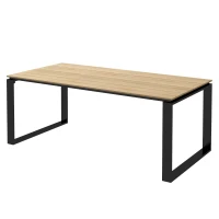 Outsunny Tavolo da Giardino Rettangolare in Alluminio con Piano a Doghe per 6-8 Persone, 180x90x74cm, Quercia(m-10)