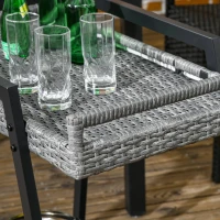 Outsunny Grillwagen BBQ-Wagen Servierwagen, 1 Ablage, PE-Rattan, 79 cm x 52 cm x 82 cm, Grau(m-9)