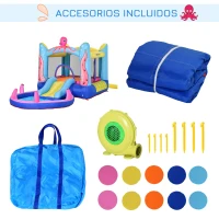 Outsunny Castillo Inflable Infantil con Tobogán Cama de Salto Piscina Inflador y Bolsa de Transporte 360x175x180 cm Multicolor(m-8)