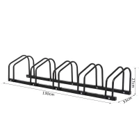 HOMCOM Bike Stand Parking Rack Floor or Wall Mount Bicycle Cycle Storage Locking Stand (5 Racks, Black)(m-3)
