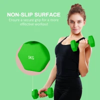 SPORTNOW Set of 6 Hex Dumbbells, Neoprene Weights Pair with Non-Slip Grip, Home Gym Fitness Training Equipment, 2 x 3kg, 2 x 4kg, 2 x 5kg, Pink, Purple, Green(m-6)