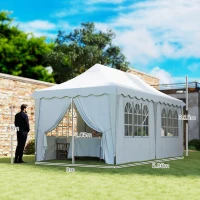 Outsunny 3 x 6m Pop Up Gazebo with Sides, UPF50+ Height Adjustable Marquee Party Tent, Wedding Canopy, Instant Event Shelter with Carry Bag and Sand Bags for Garden, White(m-3)