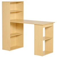 HOMCOM Bureau informatique, bureau avec rangement, 6 compartiments ouverts, table d'ordinateur pour chambre, studio, 120 x 55 x 120 cm, bois naturel(m-10)