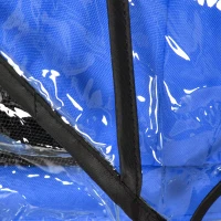 PawHut Dog Stroller with Rain Cover, Dog Pushchair One-Click Fold Trolley Jogger with EVA Wheels Brake Basket Adjustable Canopy Safety Leash for Small Dogs, Blue(m-8)