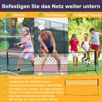 HOMCOM Badmintonnetz 94/158cm faltbares Volleyballnetz mit Transporttasche 2-Fach-Höhenverstellbar Tennisnetz Badminton Netz tragbares Set für Tennis Federballnetz für Garten Park Outdoor(m-6)