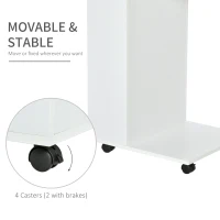 HOMCOM Mobile Sofa Side Table C-Shape End Table with Storage and Casters for Laptop Coffee Snack, White(m-6)