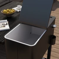 Outsunny Carro Nevera con Ruedas Abrebotellas y Estante 56L para Patio Fiesta Terraza 67x35x80 cm Negro(m-8)