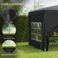 Outsunny 3 x 3(m) Pop Up Gazebo, Water and UV Resistant Party Tent Camping Canopy Marquee with  Carry Bag, Black(m-6)