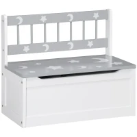 ZONEKIZ 2 In 1 Kids Storage Bench, Toy Box w/ Safety Rod - Grey(m-1)