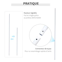 Outsunny Mât de Fixation pour Voile d'ombrage - Poteau pour Voile d'ombrage - démontable 3 Parties - Hauteur réglable, Accessoires fournis - Ø 2,5 cm x 3H m - métal Blanc(m-5)