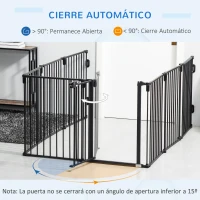 PawHut Parque para Perros 8 Vallas 60x76 cm Corral Plegable para Cachorros con Puerta y Doble Cerradura Paneles Metálicos de Bricolaje para Pasillos Escaleras Negro(m-5)