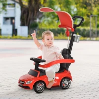 HOMCOM Porteur Enfants Voiture Enfant Multi-équipée 12-36 Mois Coffre klaxon Effet Musical polypropylène Rouge(m-2)