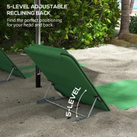 Outsunny Set of Two Metal Frame Beach Chairs, with Reclining Backs - Green(m-6)
