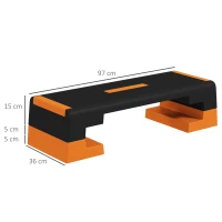 SPORTNOW 15cm/20cm/25cm Exercise Stepper for Home Workout, Aerobic Step Platform - Orange(m-3)