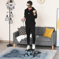 HOMCOM Mini Stepper Step Machine with Resistance Bands and Cushion Mat for Leg Arm Full Body Training Fitness Stair Stepper(m-2)