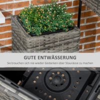 Outsunny Hochbeet, Stufendesign, drei Pflanzkästen, Rattanoptik, separat nutzbar, Stahlrahmen, grau(m-6)