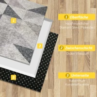 HOMCOM Teppich mit geometrischen Formen, Vliesbeschichtung, 230 cm x160 cm x 0,6 cm, Dunkelgrau + Hellgrau(m-5)