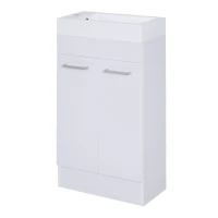 kleankin Mueble de Baño con Lavabo Cerámico con 2 Puertas Estilo Moderno Carga 50 kg 50x86x25 cm Blanco(m-11)