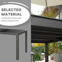 Outsunny 150cm x 88cm Aluminium Table, with Glass Tabletop - Grey(m-5)