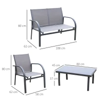 Outsunny Four-Piece Minimal Garden Patio Set - Grey(m-3)