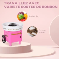 HOMCOM Machine à barbe à papa Cotton Candy Appareil 3-5 minutes pour une barbe à papa 550 W max. en Rose(m-5)