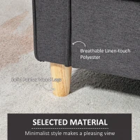 HOMCOM Compact Loveseat Sofa, Modern 2 Seater Sofa for Living Room with Wood Legs and Armrests, Dark Grey(m-5)