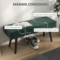HOMCOM Taburete Pie de Cama Multifuncional con Pies de Acero y Asiento Acolchado para Entrada Pasillo 100x36x45 cm Verde(m-4)