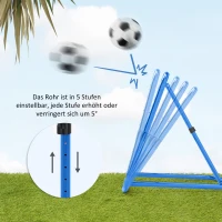 HOMCOM Fußball Rebounder-Netz, klappbar, Rückprallwand, Verstellbar in 5 Stufen, Metall, 78 x 84 x 65-78 cm, Blau(m-6)