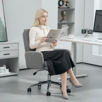 HOMCOM 91-99cm Sherpa Fleece Office Chair - Grey(m-2)