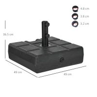 Outsunny 40kg Square Umbrella Parasol Base with Wood Effect, Plastic Umbrella Stand for Outdoor Patio Umbrella, Black(m-3)