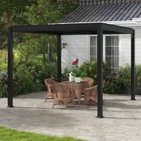 Outsunny Pergola 3 x 3 m bioclimatique tonnelle avec lames orientables manivelle, style contemporain UV, aluminium - noir(m-2)